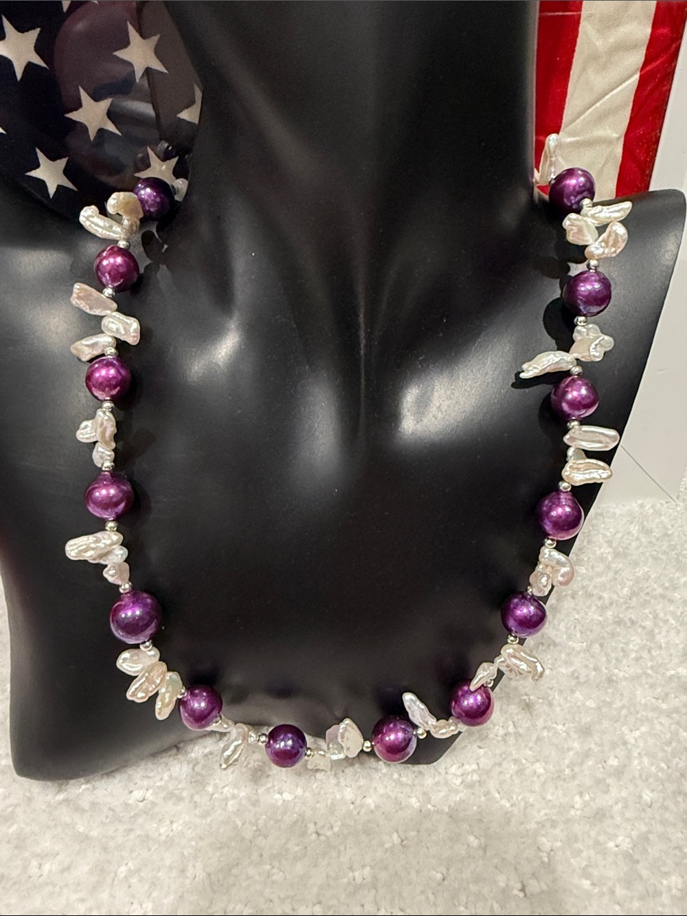 Fresh Water Handcrafted Purple Pearl & White Keshi Pearl Necklace